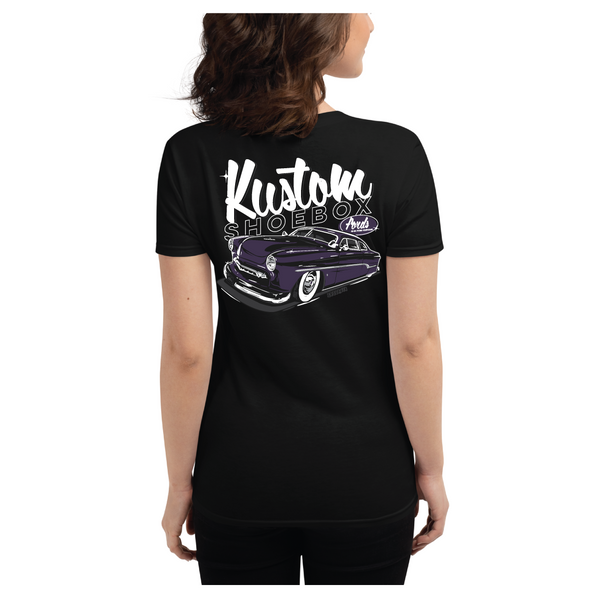 Kustom Shoebox Ford Library - 15 king - Women's Black Short Sleeve T-Shirt